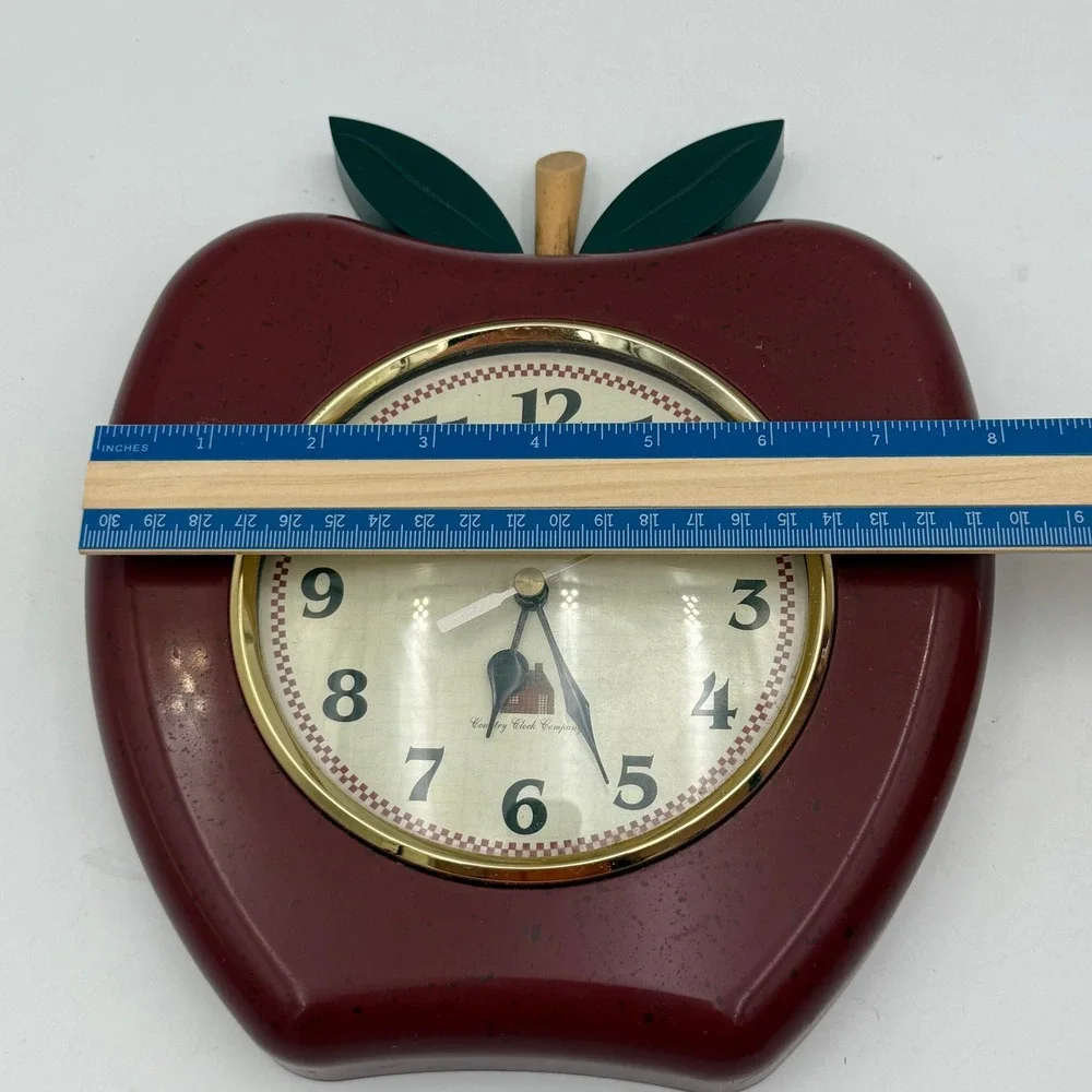 Sterling & Noble Red Apple Wall Clock Country Clock Company Farmhouse Decor